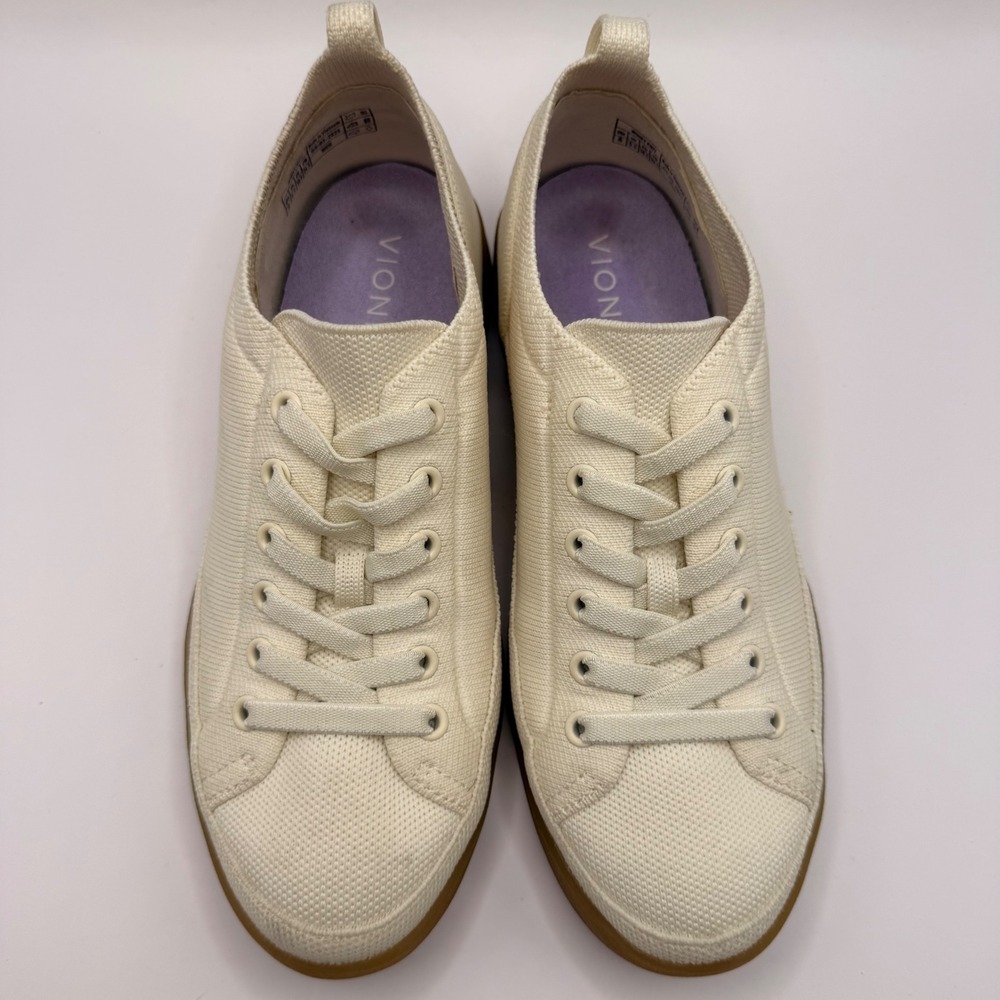 Vionic Winny Knit Ivory Cream Lace Up Slip-on Sneakers Womens 8 Wide Gum Sole - Picture 4 of 7